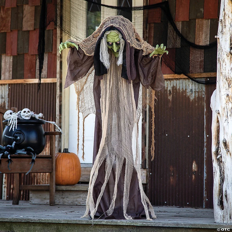 43 1/4" x 57" Light-Up Standing Hunchback Witch Halloween Decoration