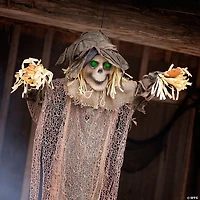 43 1/4" x 70 3/4" Light-Up Hanging Skeleton Scarecrow Halloween Decoration