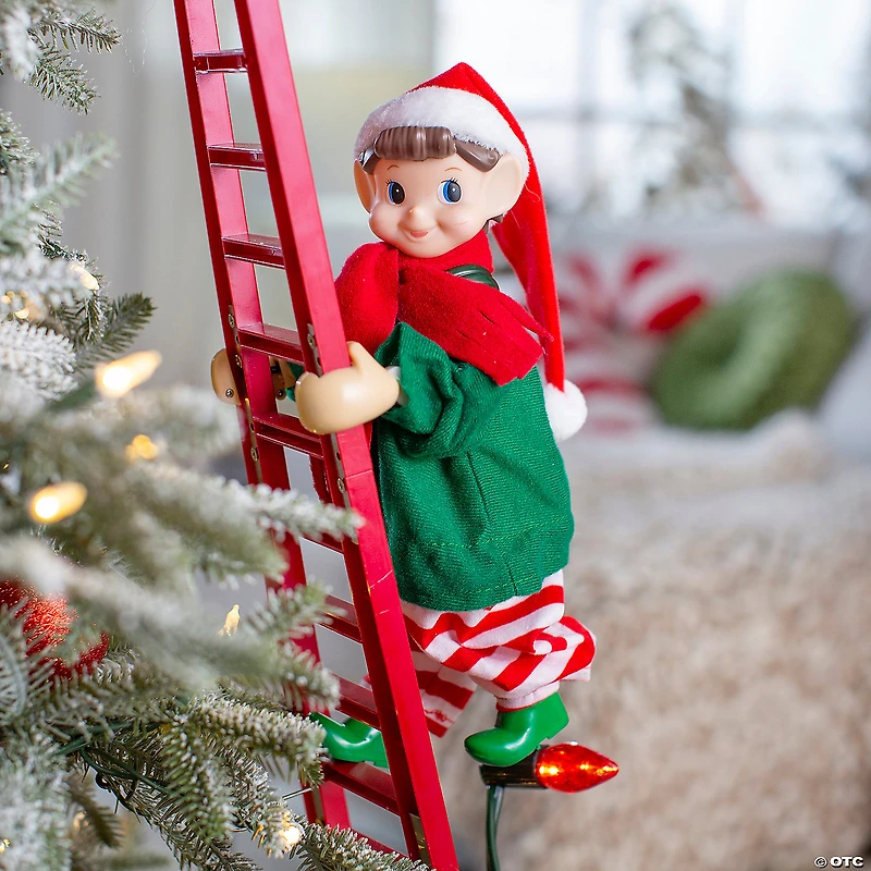 43" Animated Ladder Climbing Elf Christmas Decoration
