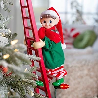 43" Animated Ladder Climbing Elf Christmas Decoration