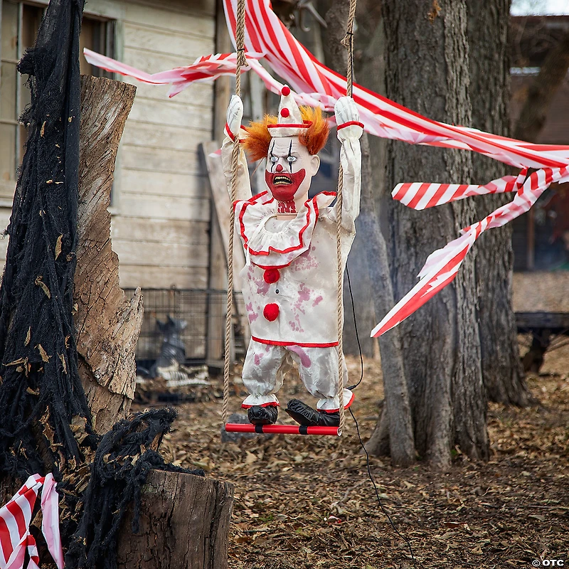 46" Hanging Animated Swinging Happy Clown Halloween Decoration