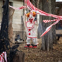 46" Hanging Animated Swinging Happy Clown Halloween Decoration