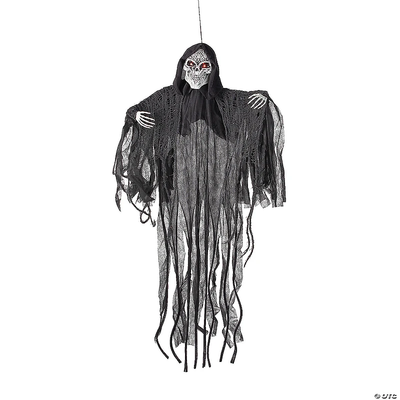 47 1/4" Animated & Light-Up Skeletal Reaper Hanging Halloween Decoration