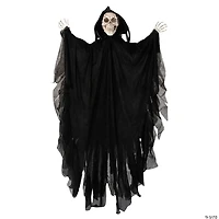 47 1/4" Animated Hanging Skeleton Reaper with Black Cloak Halloween Decoration