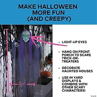 47 1/4" Light-Up Hanging Black & Gray Reaper Halloween Decoration