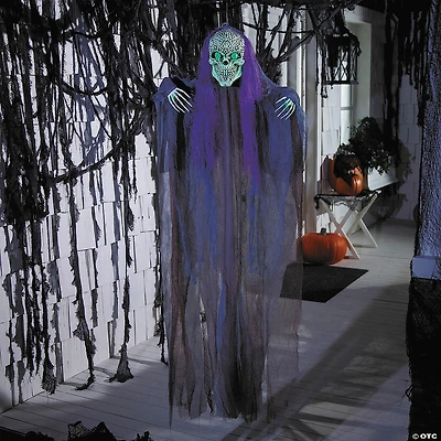 47 1/4" Light-Up Hanging Black & Gray Reaper Halloween Decoration
