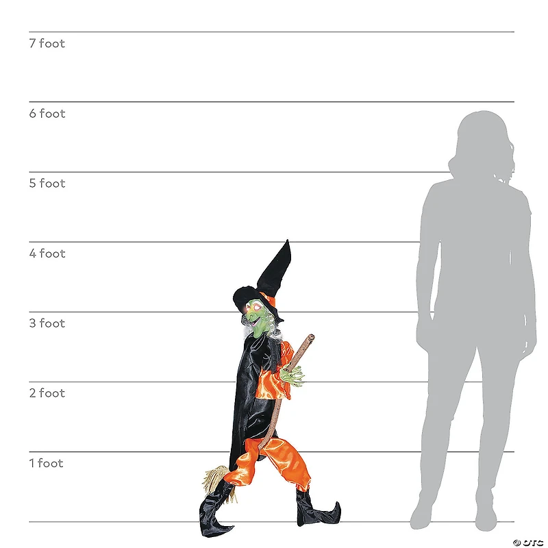 48" Hanging Leg Kicking Witch With Broom Halloween Decoration