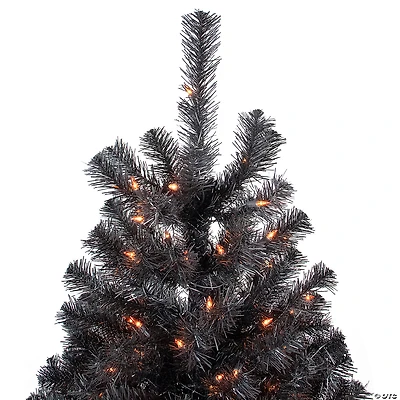 4ft Pre-Lit Black Noble Spruce Artificial Halloween Tree  Orange Lights