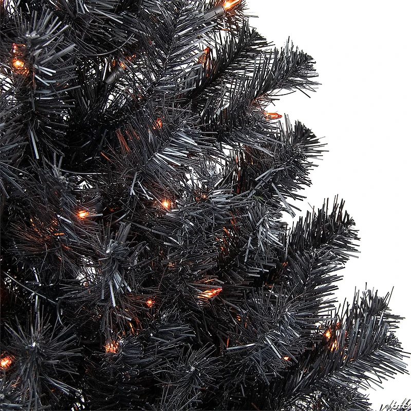 4ft Pre-Lit Black Noble Spruce Artificial Halloween Tree  Orange Lights