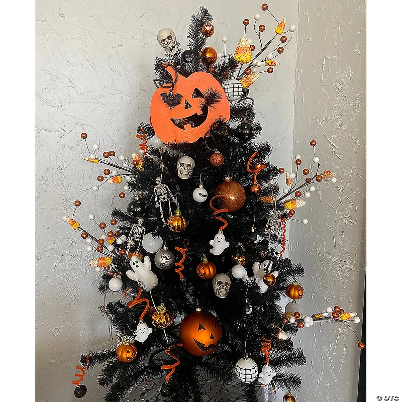 4ft Pre-Lit Black Noble Spruce Artificial Halloween Tree  Orange Lights