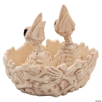 5 1/2" Bone Bird Nest with Baby Bird Skeletons Halloween Decoration