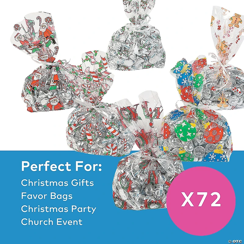 5 1/2" x 11" Bulk 72 Pc. Holiday Cellophane Bags