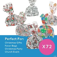 5 1/2" x 11" Bulk 72 Pc. Holiday Cellophane Bags