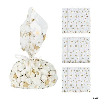 5 1/2" x 12" Gold Star Cellophane Treat Bags - 12 Pc.