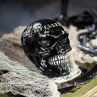 5 1/2" x 7 1/2" Creepy Black Skull Plastic Halloween Decoration