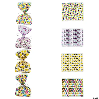 5 1/4" x 11" Easter Print Cellophane Treat Bags - 12 Pc.