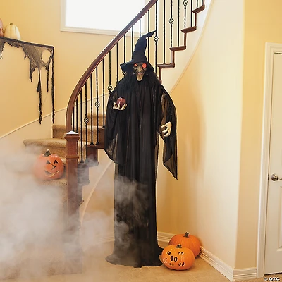 5' 3" x 7' 9" Standing Witch with Red Apple Halloween Decoration