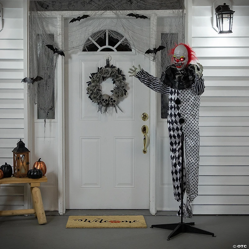 5.5' Animated Standing Clown with Glowing Eyes Halloween Decoration
