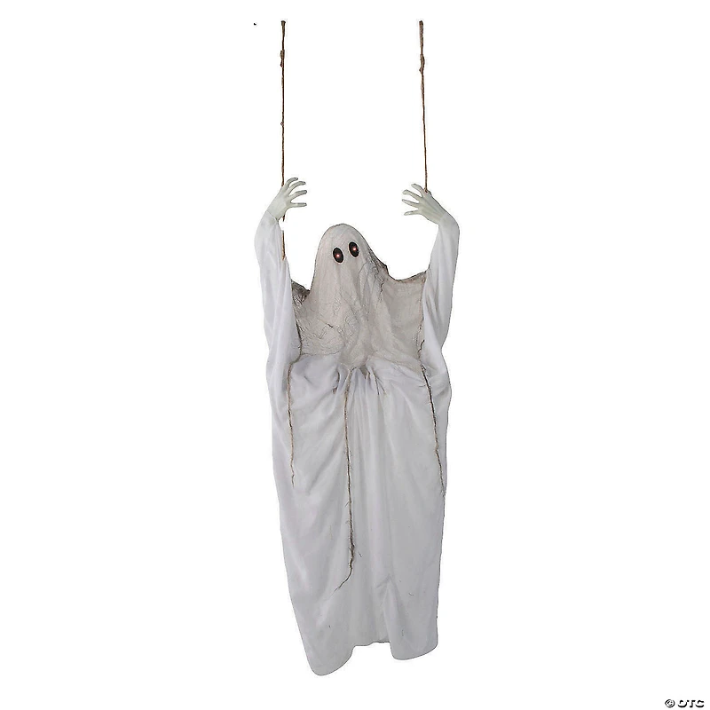 5 Ft. 1/4" Light-Up Life-Size Ghost on a Swing Halloween Decoration