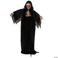 5 Ft. 10 3/4" Animated Standing Skeleton Reaper with Black Cloak Halloween Decoration