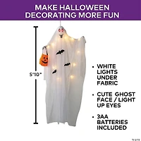 5 Ft. 10 3/4" Hanging Light-Up Ghost with Pumpkin Bag Halloween Decoration