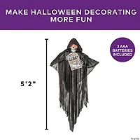 5 Ft. 2" Sonic Hanging Skeleton Reaper with Tombstone Halloween Decoration