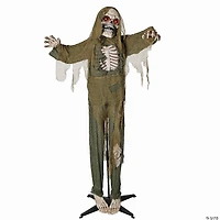 5 Ft. 4" Standing Animated Green Skeleton Reaper Halloween Decoration