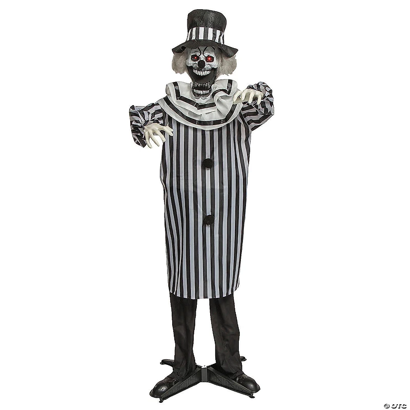 5 Ft. 6 3/4" Animated Standing Black & White Pop-Up Jaw Clown Halloween Decoration