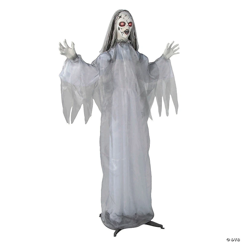5 Ft. 6" Animated Standing Cracked Face Woman Halloween Decoration
