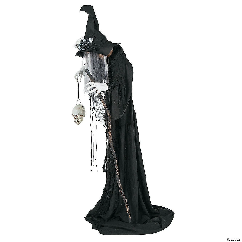 5 Ft. 6" Animated Standing Witch with Skull & Walking Stick