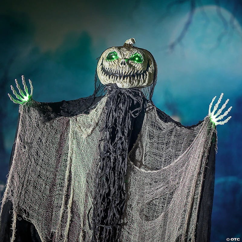 5 Ft. 6” Green Light-Up Standing Pumpkin Man Halloween Decoration