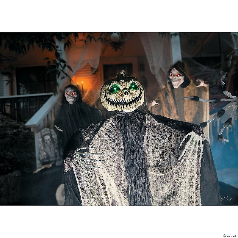 5 Ft. 6” Green Light-Up Standing Pumpkin Man Halloween Decoration