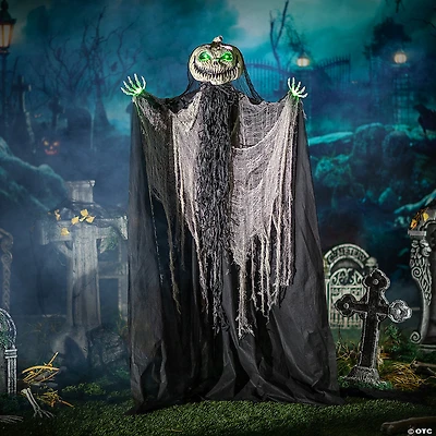 5 Ft. 6” Green Light-Up Standing Pumpkin Man Halloween Decoration