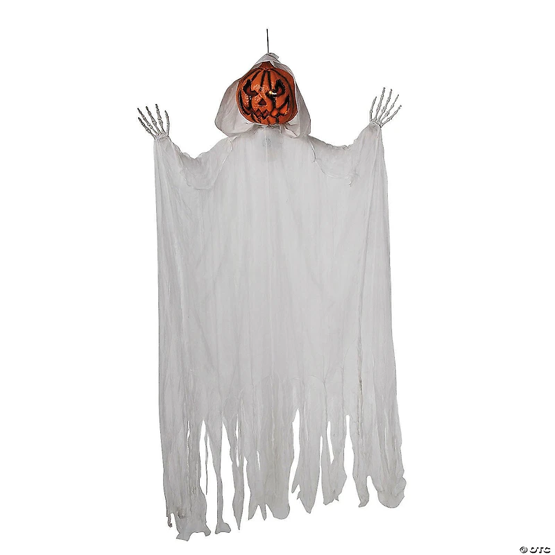 5 Ft. 6" Hanging Animated White Robe Pumpkin Man Halloween Decoration