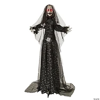 5 Ft. 6" Standing Animated Bride with Black Dress Halloween Decoration