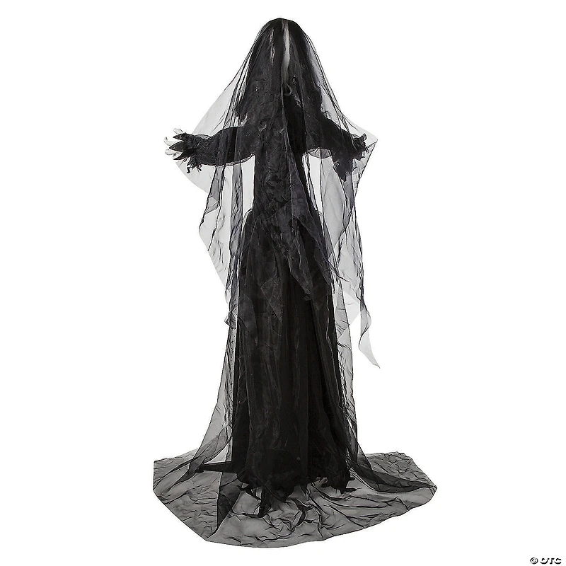 5 Ft. 6" Standing Animated Bride with Black Dress Halloween Decoration