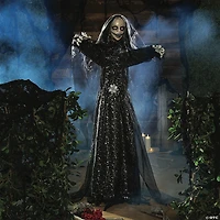 5 Ft. 6" Standing Animated Bride with Black Dress Halloween Decoration