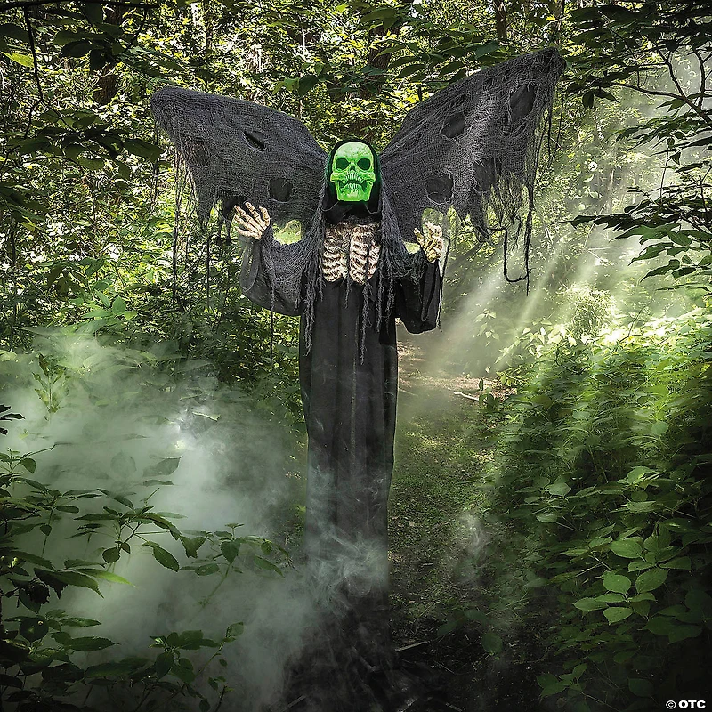5 Ft. 6" Standing Skeleton Reaper with Animated Wings Halloween Decoration