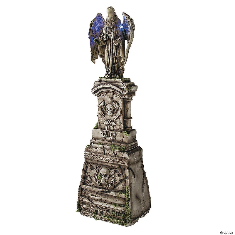 5 Ft. 7" Tombstone with Light-Up Angel & Skulls Halloween Decoration