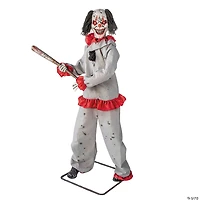 5 Ft. 8 3/4" Animated Standing Clown with Baseball Bat Halloween Decoration