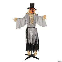 5 Ft. 8" Animated Head Turning Pumpkin Scarecrow Halloween Decoration