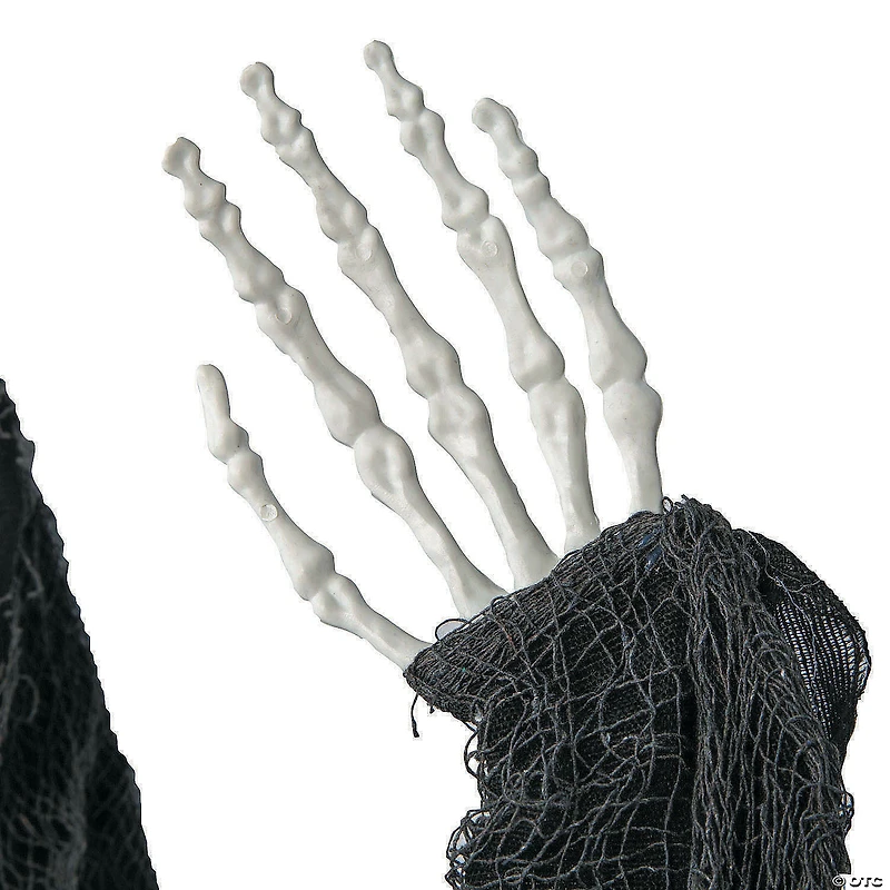 5 Ft. Animated Eyes Hanging Skeleton Reaper with Black Robe Halloween Decoration