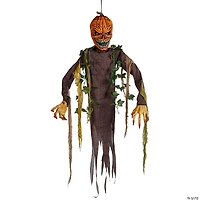 5 Ft. Light-Up Posable Hanging Pumpkin Patch Ghoul with Sound Halloween Decoration