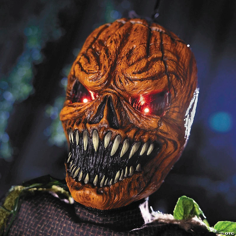 5 Ft. Light-Up Posable Hanging Pumpkin Patch Ghoul with Sound Halloween Decoration