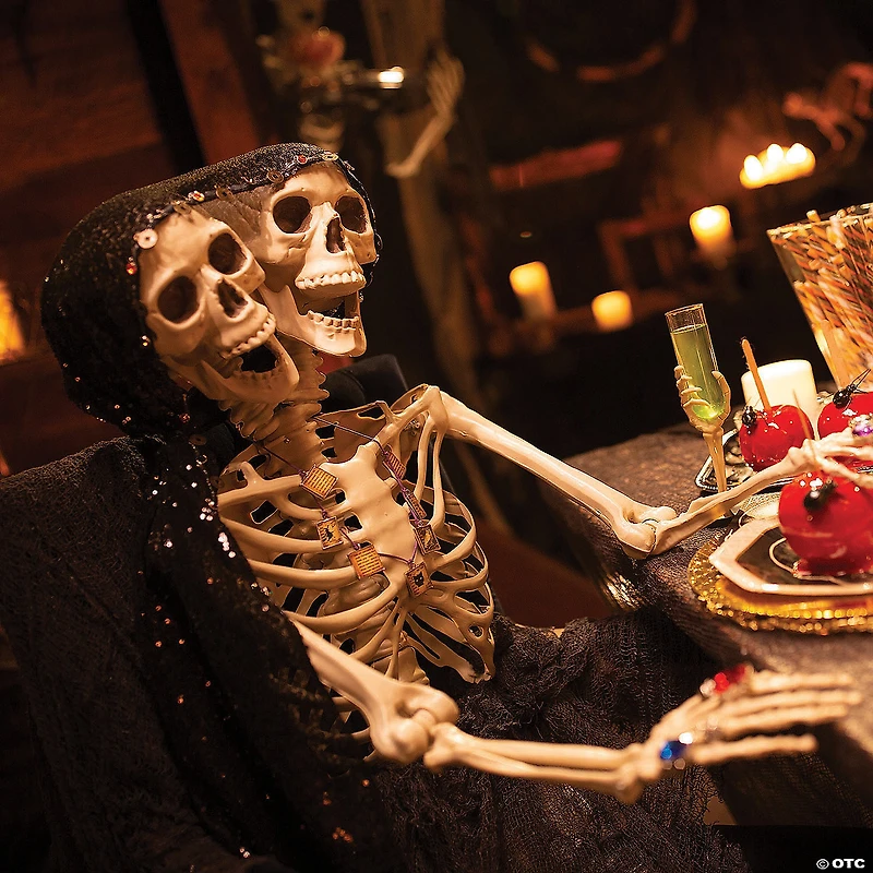 5 Ft. Two-Headed Life-Size Posable Skeleton Halloween Decoration