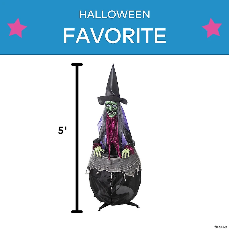 5 Ft. Witch with Cauldron Animated Prop
