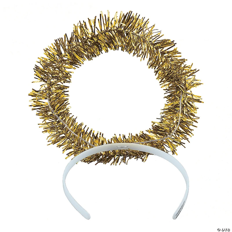 5" Gold Tinsel Nativity Angel Halos Plastic Headbands - 12 Pc.