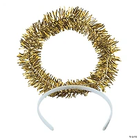 5" Gold Tinsel Nativity Angel Halos Plastic Headbands - 12 Pc.