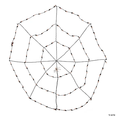 5' Lighted Orange and Black Spider in Web Halloween Decoration  Black Wire