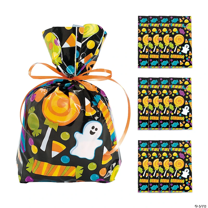 5" x 11 1/2" Halloween Ghost Cellophane Treat Bags - 12 Pc.